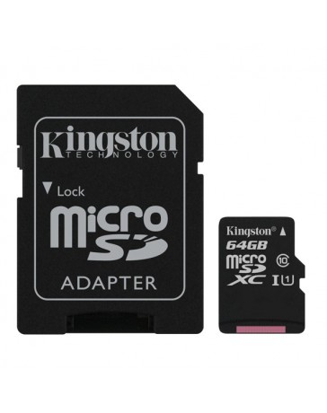 MICRO SDHC KINGSTON 64GB C/ADAPT.SD CL10